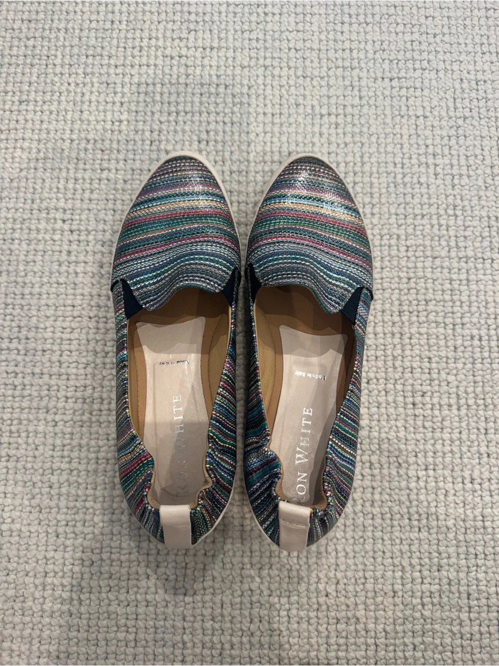 Ron White Multicolor Striped Slip-On boat shoes Women's